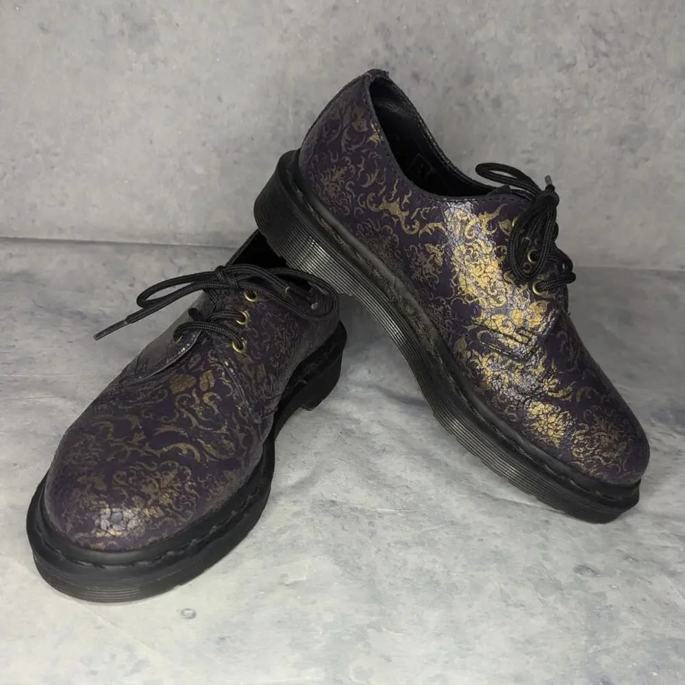 Dr. Martens RARE 1461 Baroque Crystal Suede Oxfords in Purple / Gold, Size 6